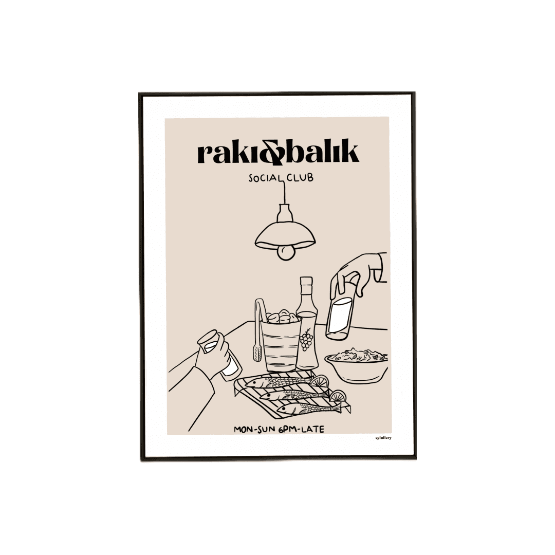 Rakı & Balık.  Illustration.poster